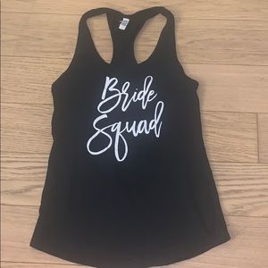 Bride Squad black Razorback tank top